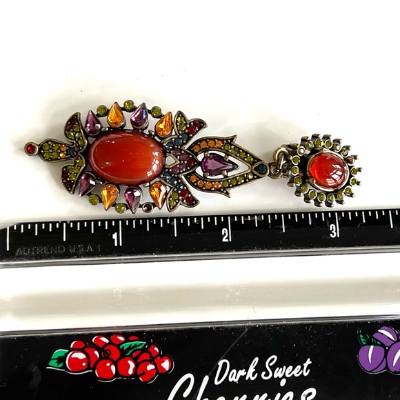 Heidi Daus vintage long drop carnelian beads clip on Earrings - Picture 7 of 8
